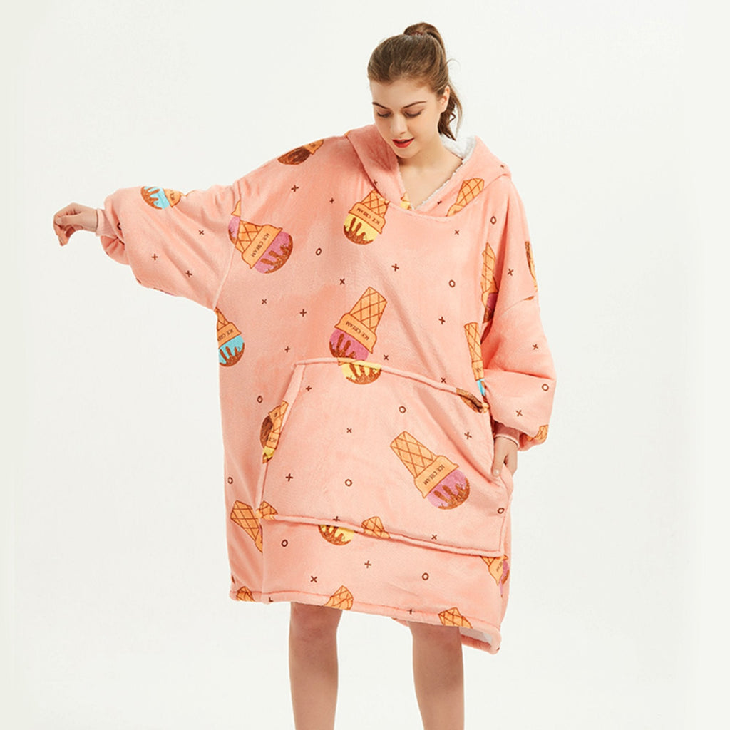 Ice Cream Coral Oversized Blanket Hoodie for Adults & Children - Kawaiies - Adorable - Cute - Plushies - Plush - Kawaii