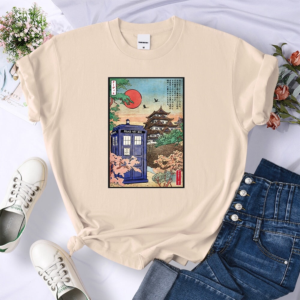 kawaiies-softtoys-plushies-kawaii-plush-Japan Osaka Police Box Women's Tee Tops Cream S 