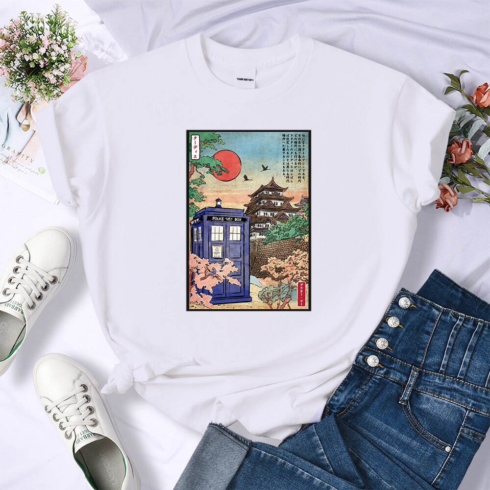 kawaiies-softtoys-plushies-kawaii-plush-Japan Osaka Police Box Women's Tee Tops White S 