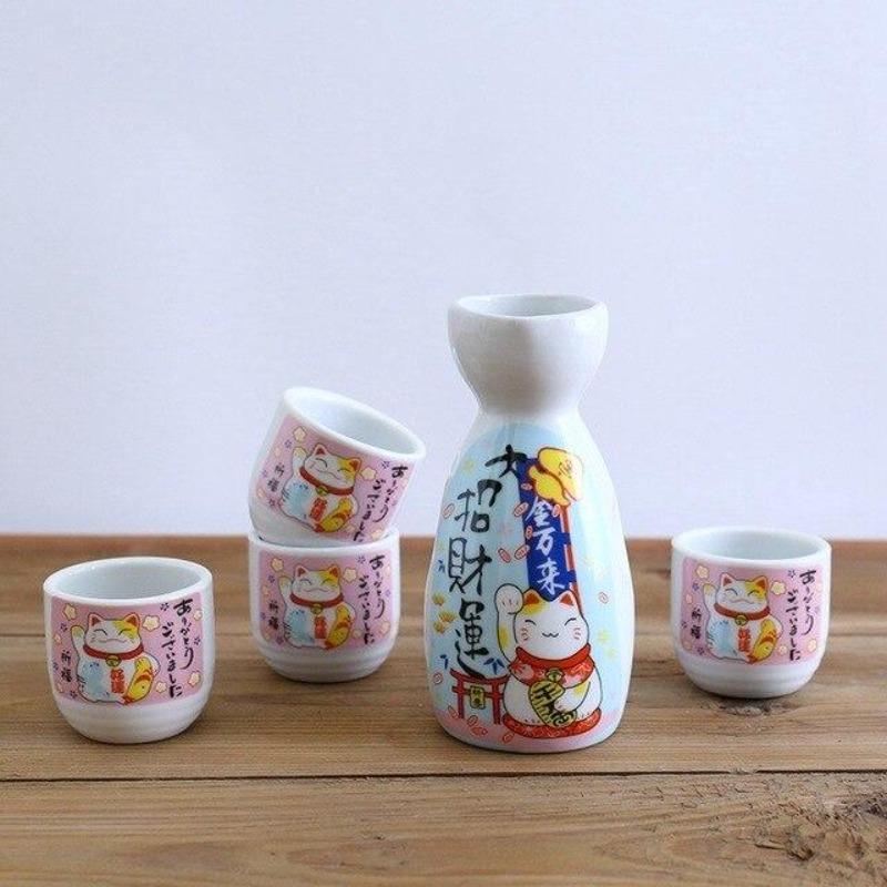 Japanese Lucky Cat Ceramic Sake Set - Kawaiies - Adorable - Cute - Plushies - Plush - Kawaii