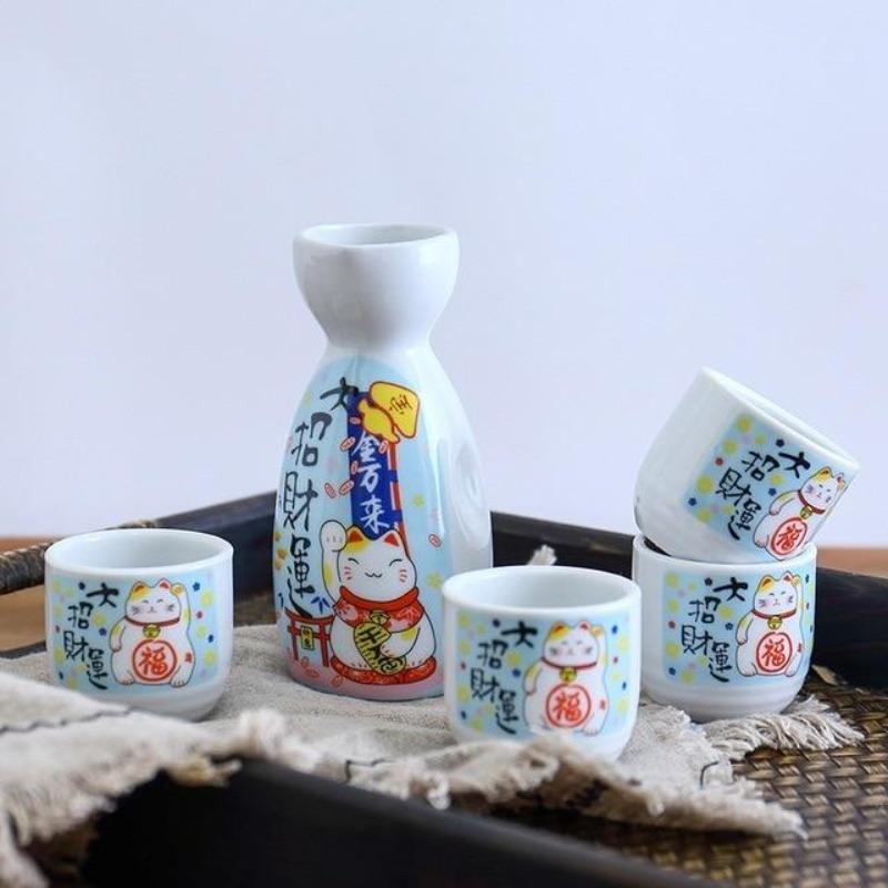 Japanese Lucky Cat Ceramic Sake Set - Kawaiies - Adorable - Cute - Plushies - Plush - Kawaii