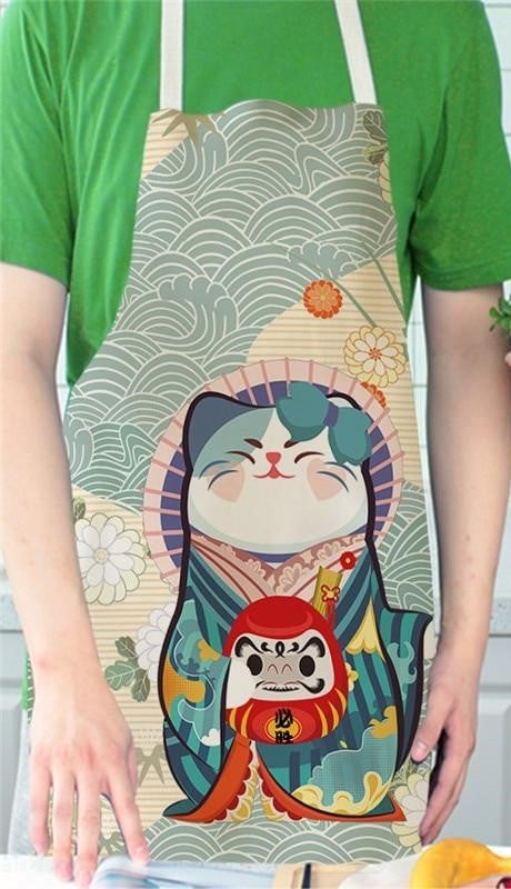 Japanese Lucky Cat Cotton Apron - Kawaiies - Adorable - Cute - Plushies - Plush - Kawaii