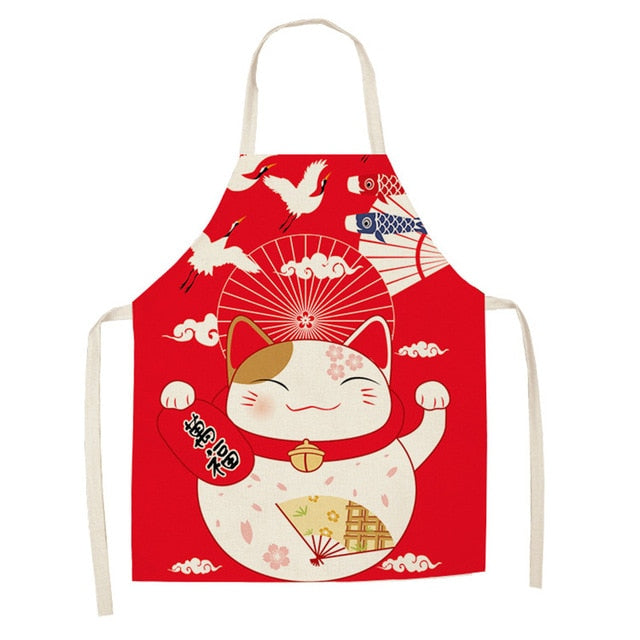 Japanese Lucky Cat Cotton Apron - Kawaiies - Adorable - Cute - Plushies - Plush - Kawaii