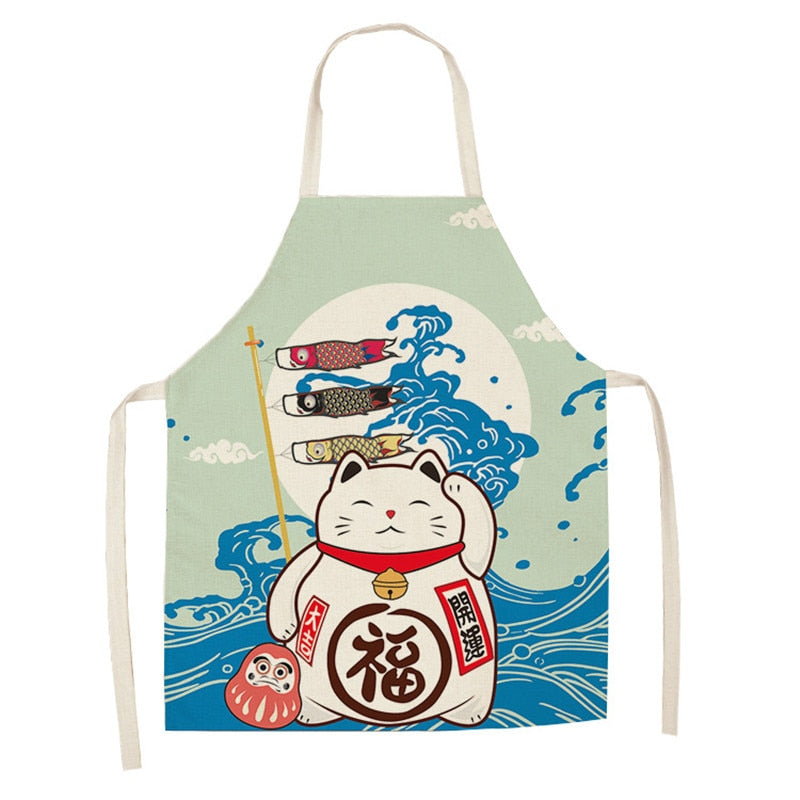 Japanese Lucky Cat Cotton Apron - Kawaiies - Adorable - Cute - Plushies - Plush - Kawaii