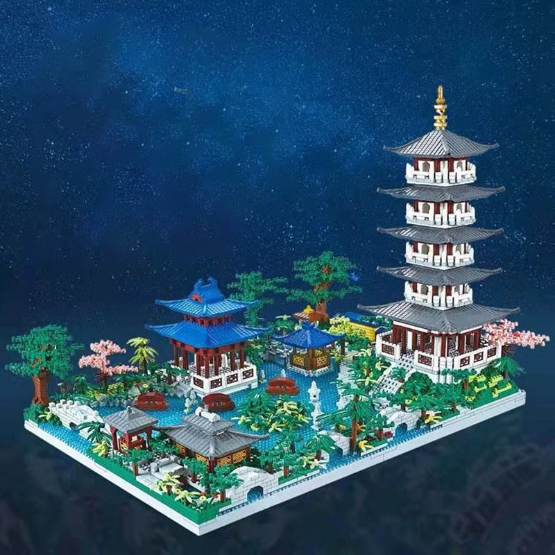 Japanese Pagoda Temples Lake Village Nano Building Set - Kawaiies - Adorable - Cute - Plushies - Plush - Kawaii