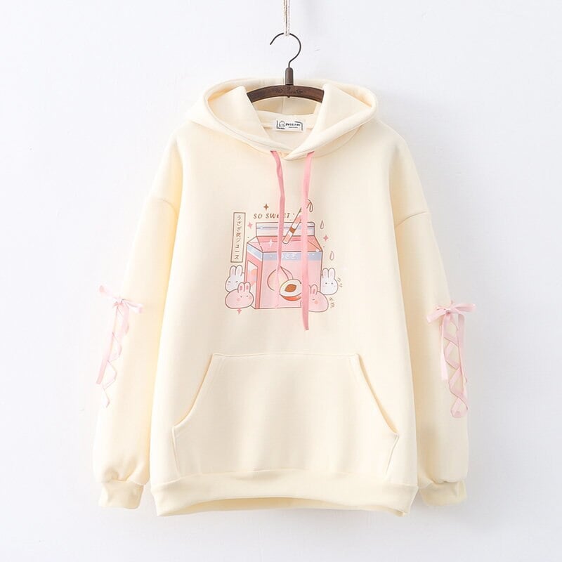 kawaiies-softtoys-plushies-kawaii-plush-Japanese Peach Milk Carton Bunnies Fleece Hoodies | NEW Hoodies Cream 