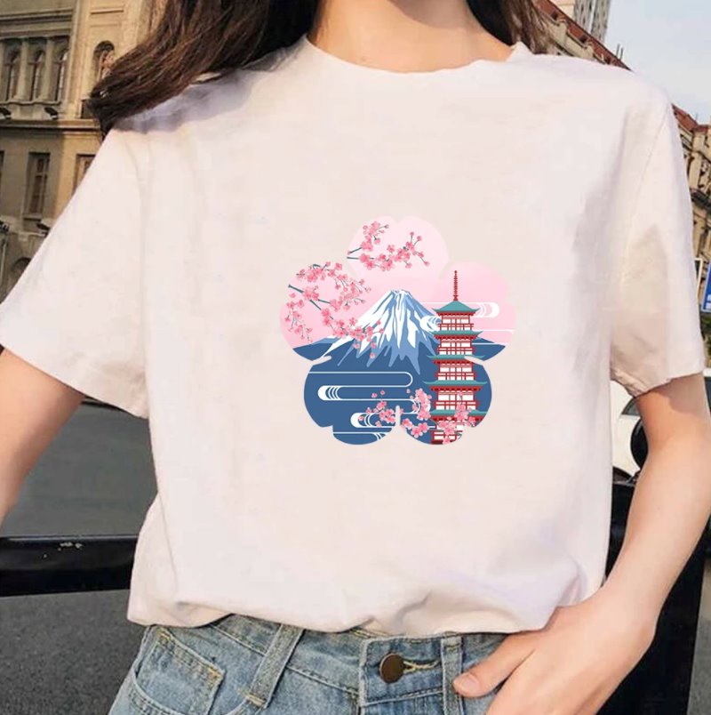 Japanese Sakura Mt Fuji Shrine Cherry Blossom Women's Tee - Kawaiies - Adorable - Cute - Plushies - Plush - Kawaii