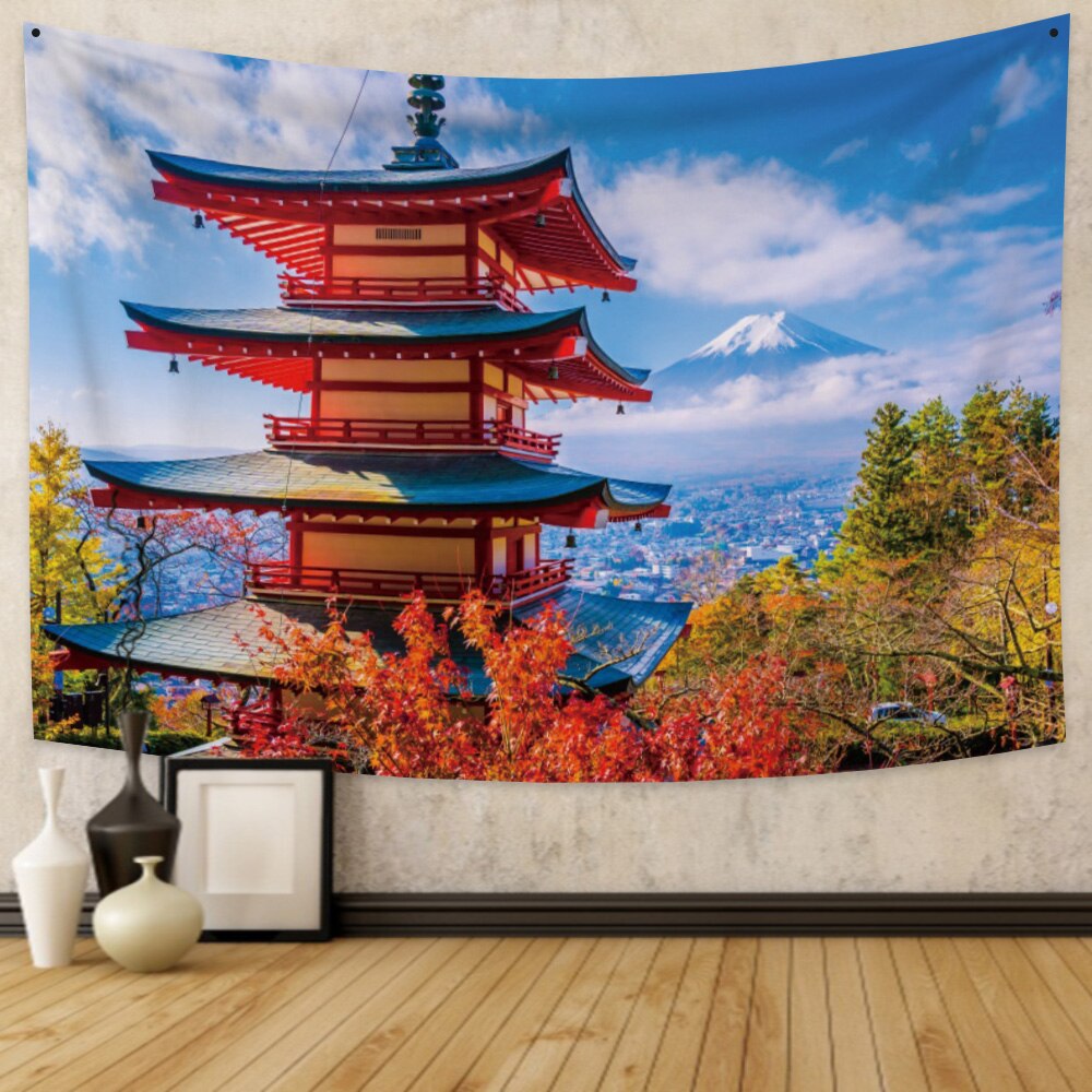 Japanese Sakura Pagoda Osaka Castle Tapestry - Kawaiies - Adorable - Cute - Plushies - Plush - Kawaii