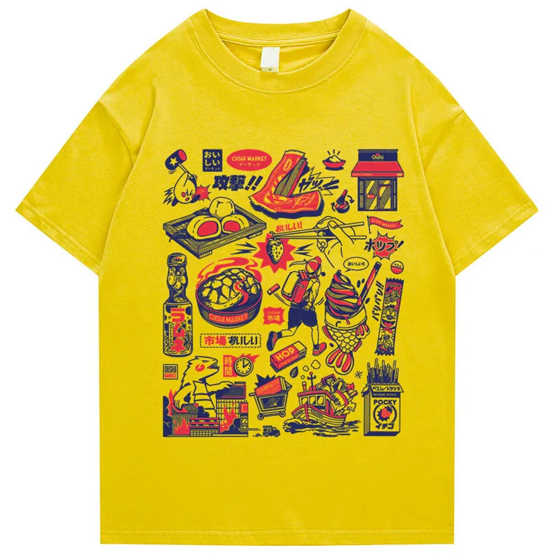 kawaiies-softtoys-plushies-kawaii-plush-Japanese-themed Oishi Market Illustration Unisex Tee Apparel Yellow S 