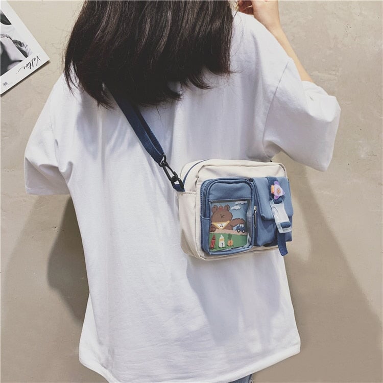 Japanse Rectangle Small Nylon Crossbody Shoulder Bag - Kawaiies - Adorable - Cute - Plushies - Plush - Kawaii