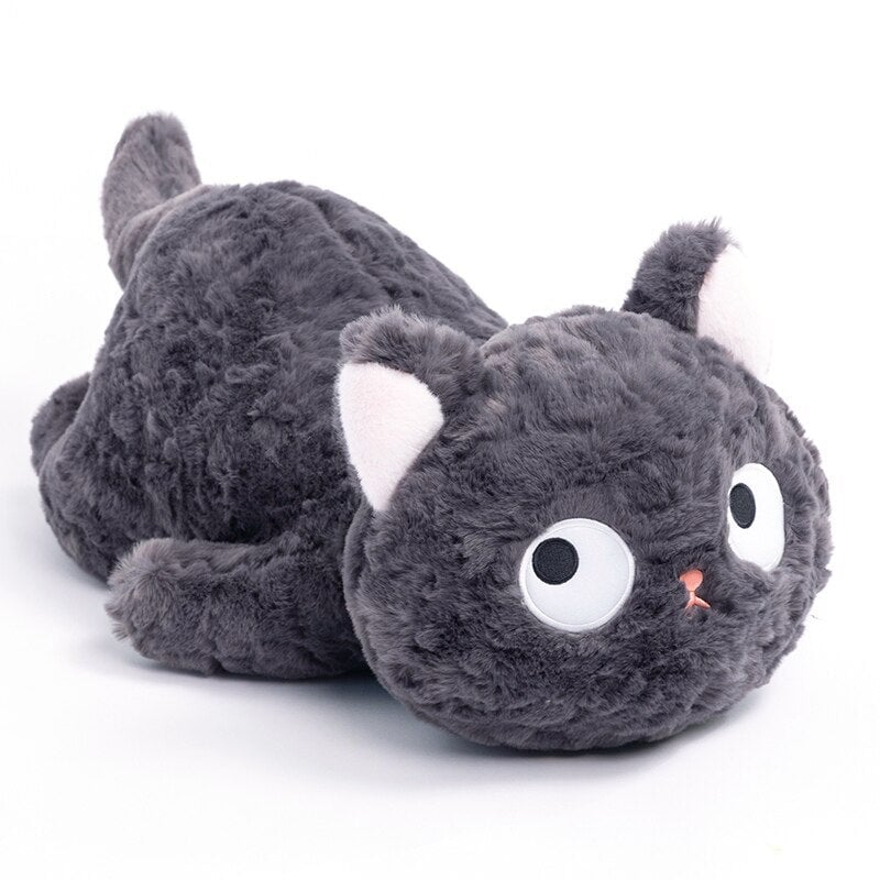 Jiji the Fluffy Black Cat Plushie Laying Down | NEW - Kawaiies - Adorable - Cute - Plushies - Plush - Kawaii