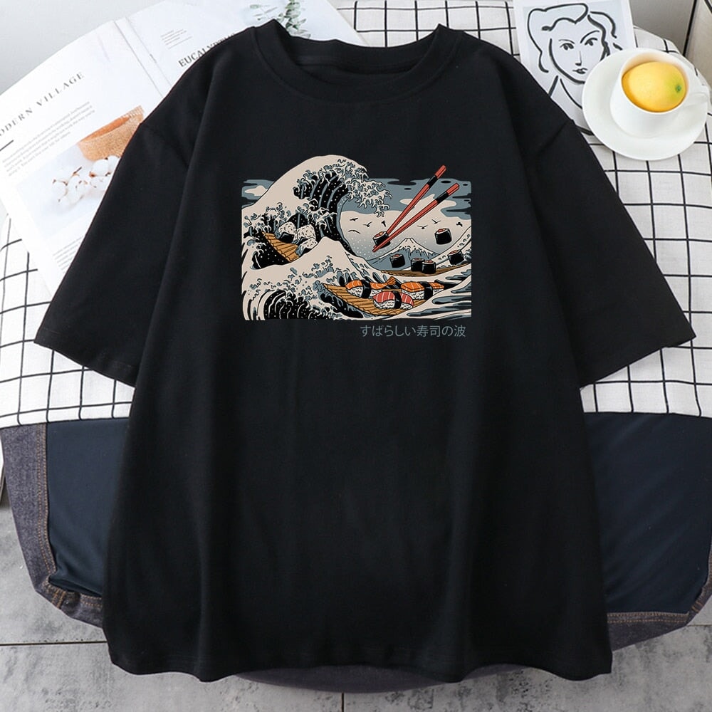 Kanagawa Wave of Sushi Unisex Cotton Tee - Kawaiies - Adorable - Cute - Plushies - Plush - Kawaii