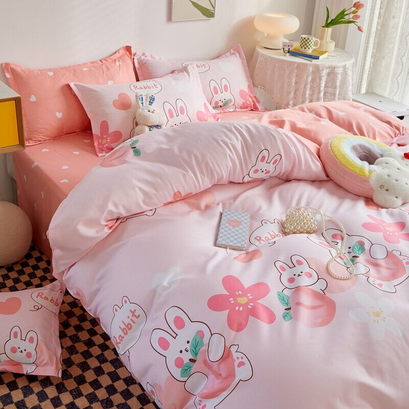 Kawaii Bunny Fruit Hugging Bedding Set - Kawaiies - Adorable - Cute - Plushies - Plush - Kawaii