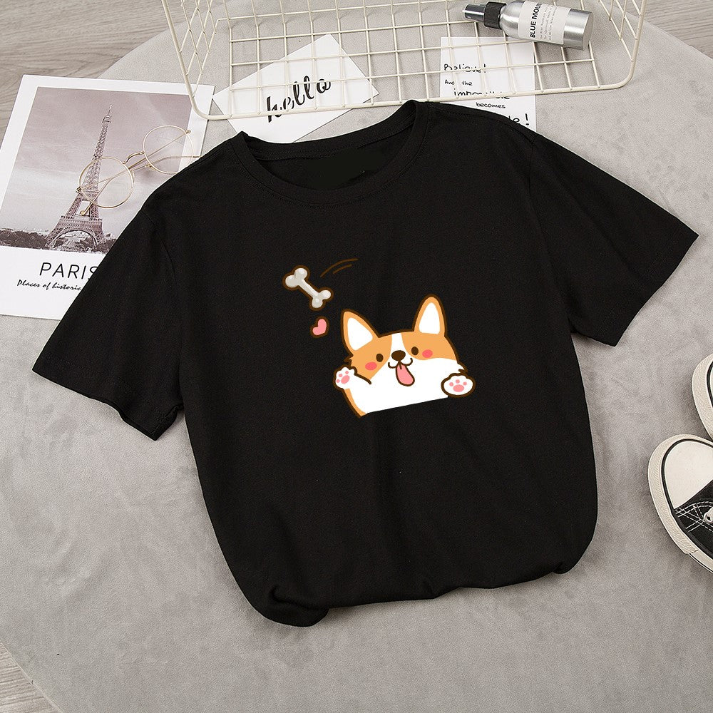 Kawaii Corgi Dog Bone Print Women's Tee - Kawaiies - Adorable - Cute - Plushies - Plush - Kawaii