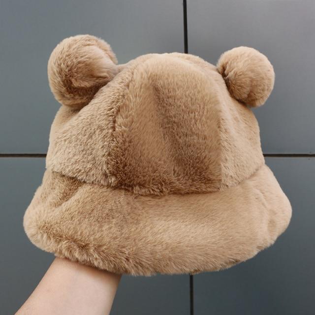 Kawaii Faux Fur Bear Bucket Hat - Kawaiies - Adorable - Cute - Plushies - Plush - Kawaii