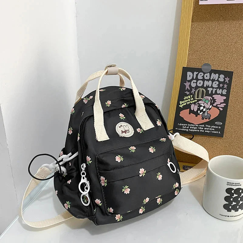 kawaiies-softtoys-plushies-kawaii-plush-Kawaii Floral Bunny Petite Small Backpack Apparel Black 