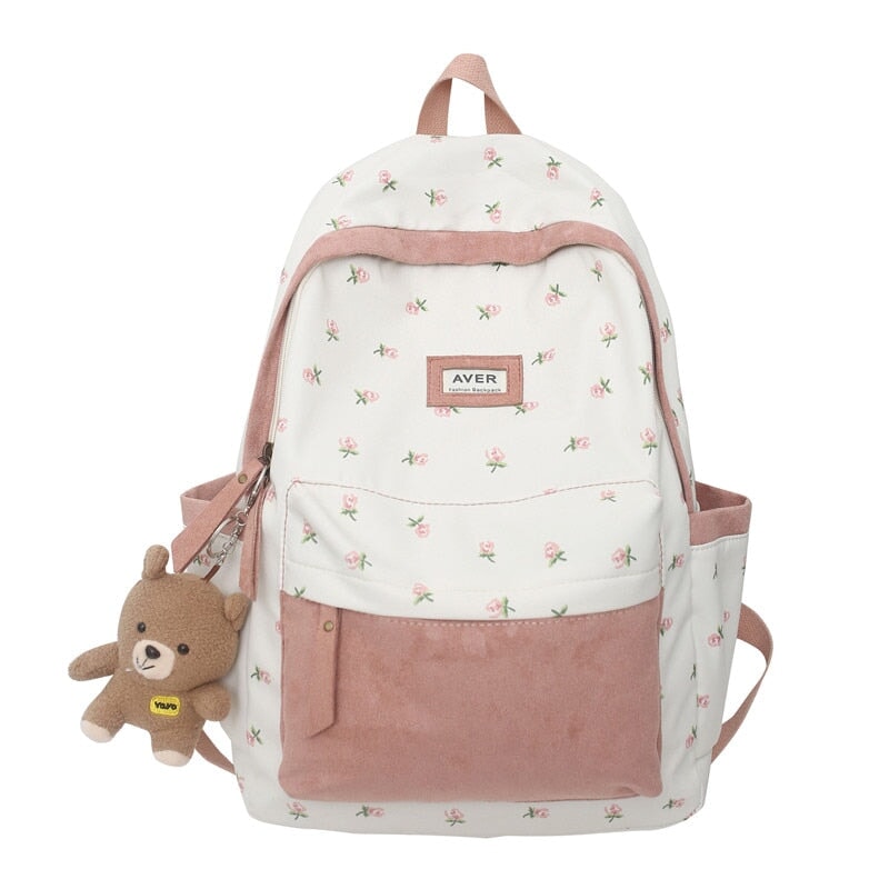 Kawaii Floral Two-tone Backpack - Kawaiies - Adorable - Cute - Plushies - Plush - Kawaii