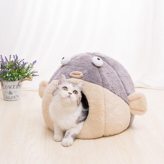 Kawaii Funny Pastel Pufferfish Cat Bed - Kawaiies - Adorable - Cute - Plushies - Plush - Kawaii