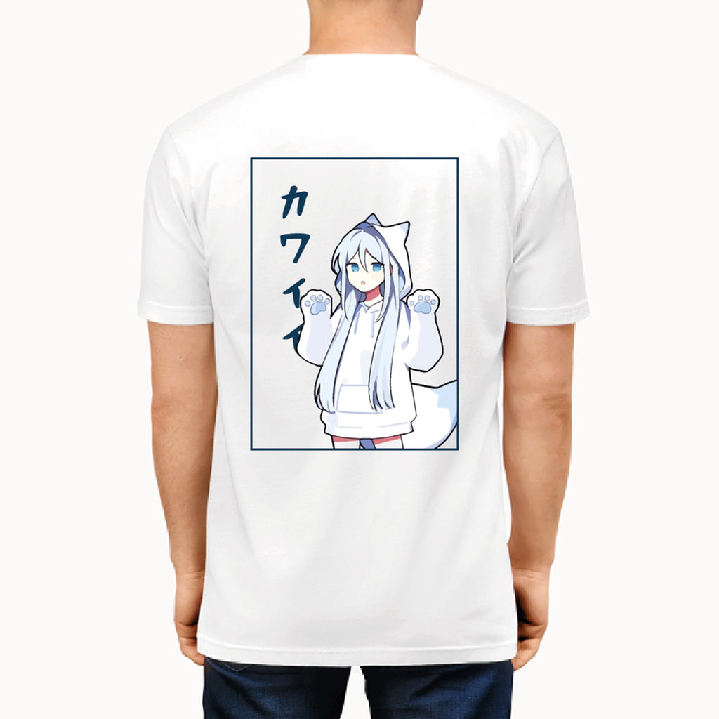 Kawaii Girl White Cat Unisex Kawaiies Tee - Kawaiies - Adorable - Cute - Plushies - Plush - Kawaii