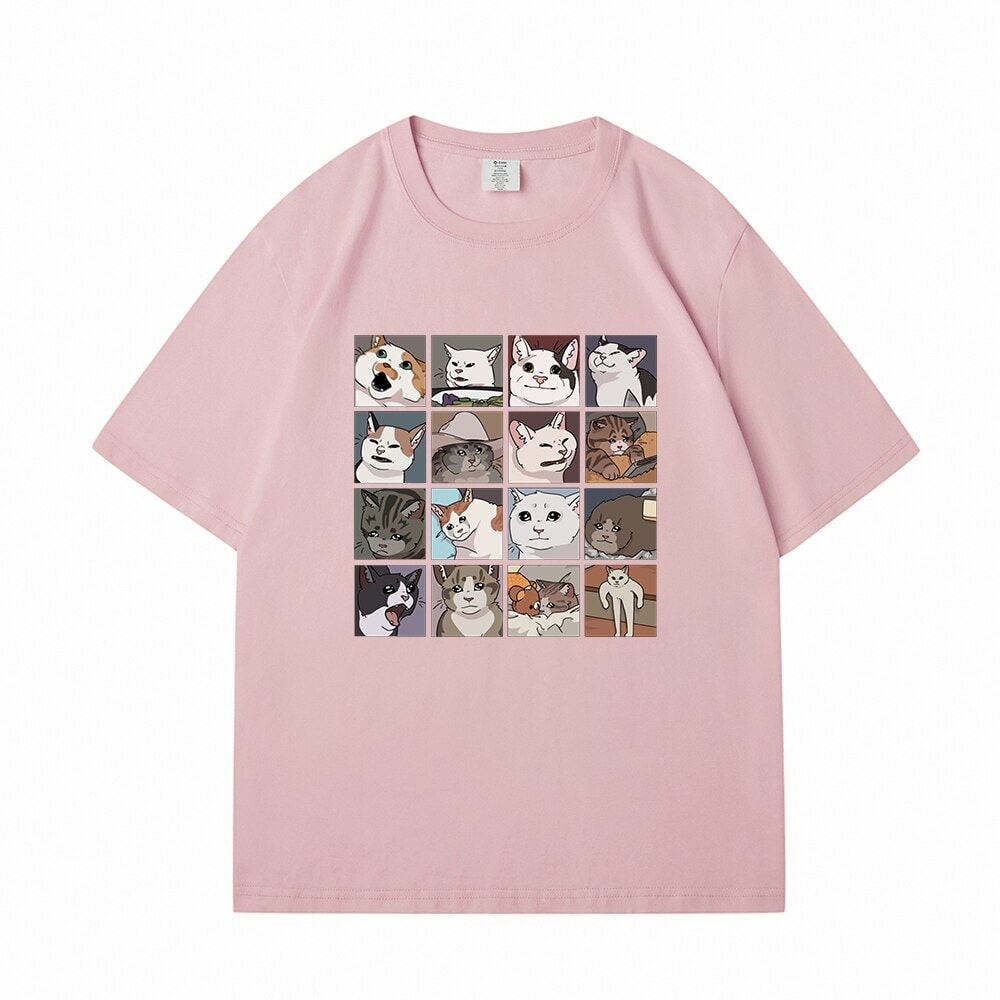 kawaiies-softtoys-plushies-kawaii-plush-Kawaii Illustrated Cats Meme V3 Unisex Tee Top | NEW Apparel Pink S 