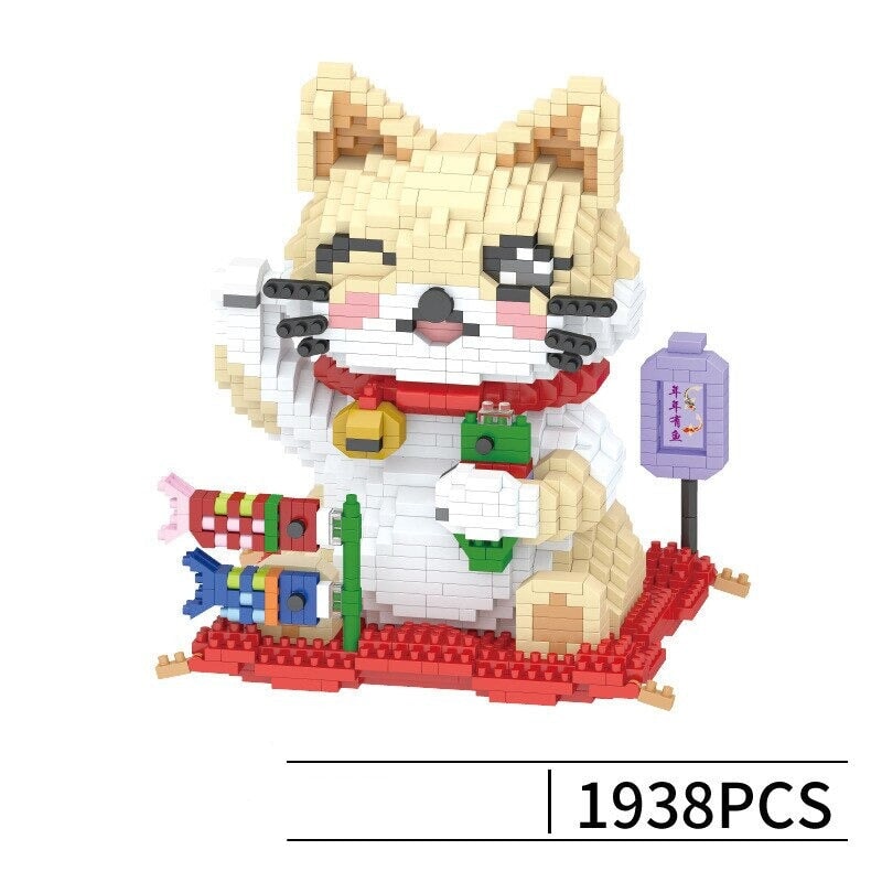 kawaiies-softtoys-plushies-kawaii-plush-Kawaii Lucky Fortune Cat Nano Building Sets Build it Fish (1938pcs) 