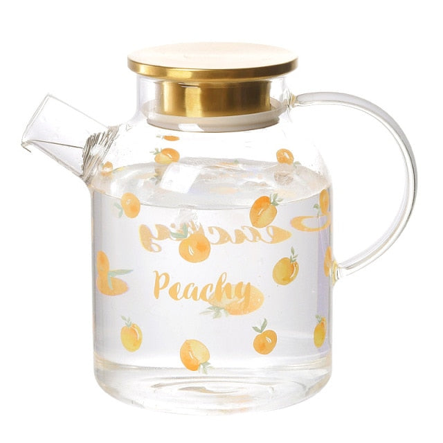 Kawaii Peach Glass Kettle and Cups Set - Kawaiies - Adorable - Cute - Plushies - Plush - Kawaii