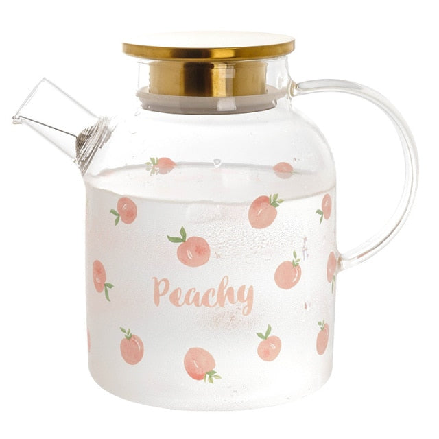 Kawaii Peach Glass Kettle and Cups Set - Kawaiies - Adorable - Cute - Plushies - Plush - Kawaii