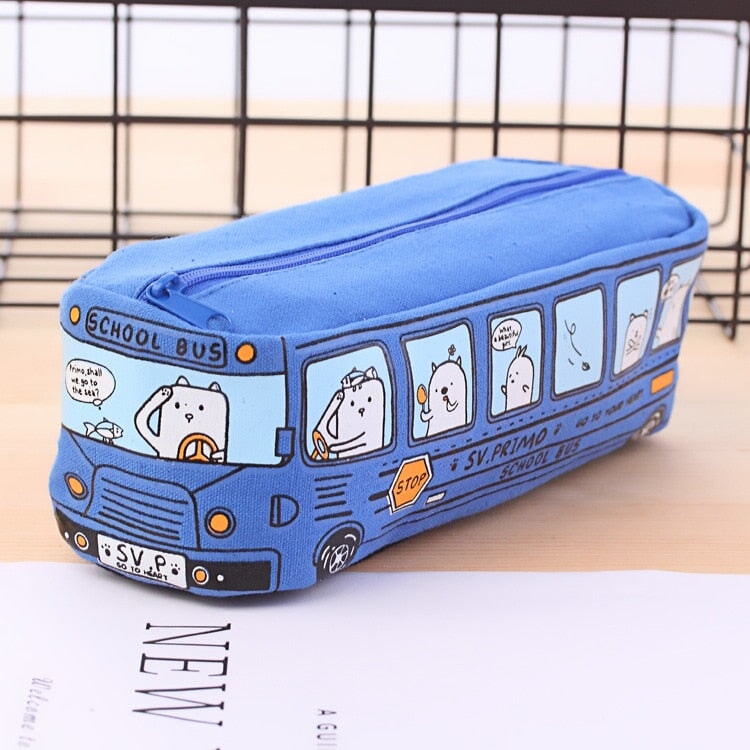 Kawaii School Bus Pencil Case - Kawaiies - Adorable - Cute - Plushies - Plush - Kawaii