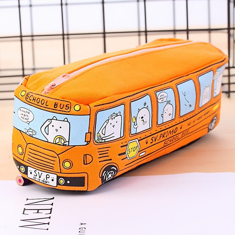 Kawaii School Bus Pencil Case - Kawaiies - Adorable - Cute - Plushies - Plush - Kawaii