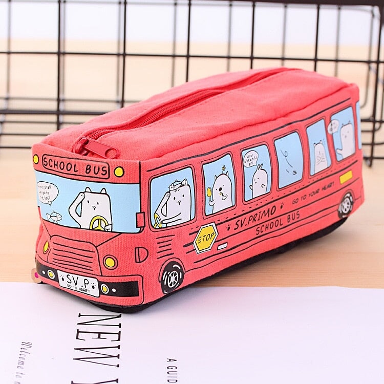 Kawaii School Bus Pencil Case - Kawaiies - Adorable - Cute - Plushies - Plush - Kawaii