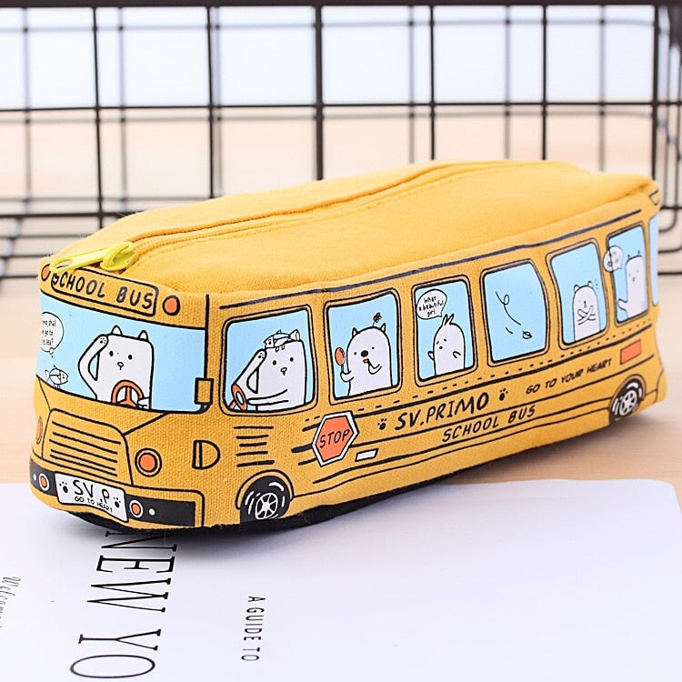 Kawaii School Bus Pencil Case - Kawaiies - Adorable - Cute - Plushies - Plush - Kawaii