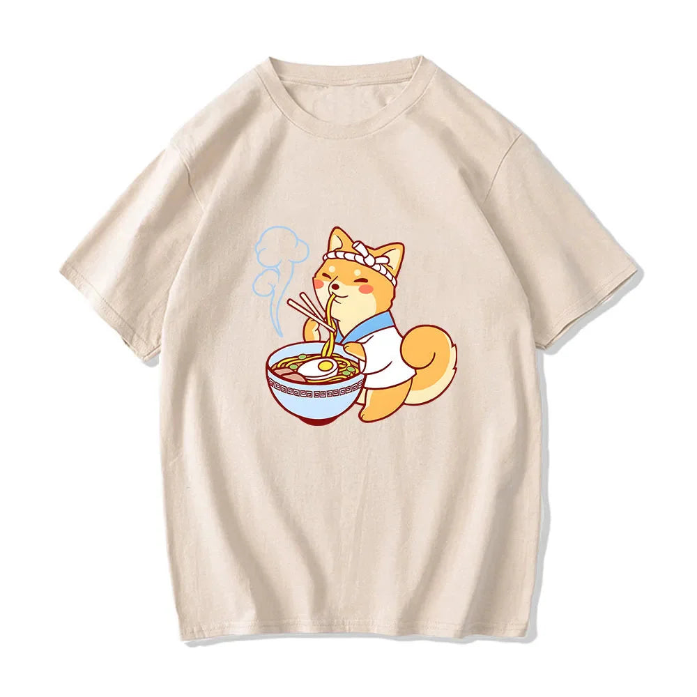 kawaiies-softtoys-plushies-kawaii-plush-Kawaii Shiba Inu Enjoying Ramen Women's Tee Top Tops Cream XS 