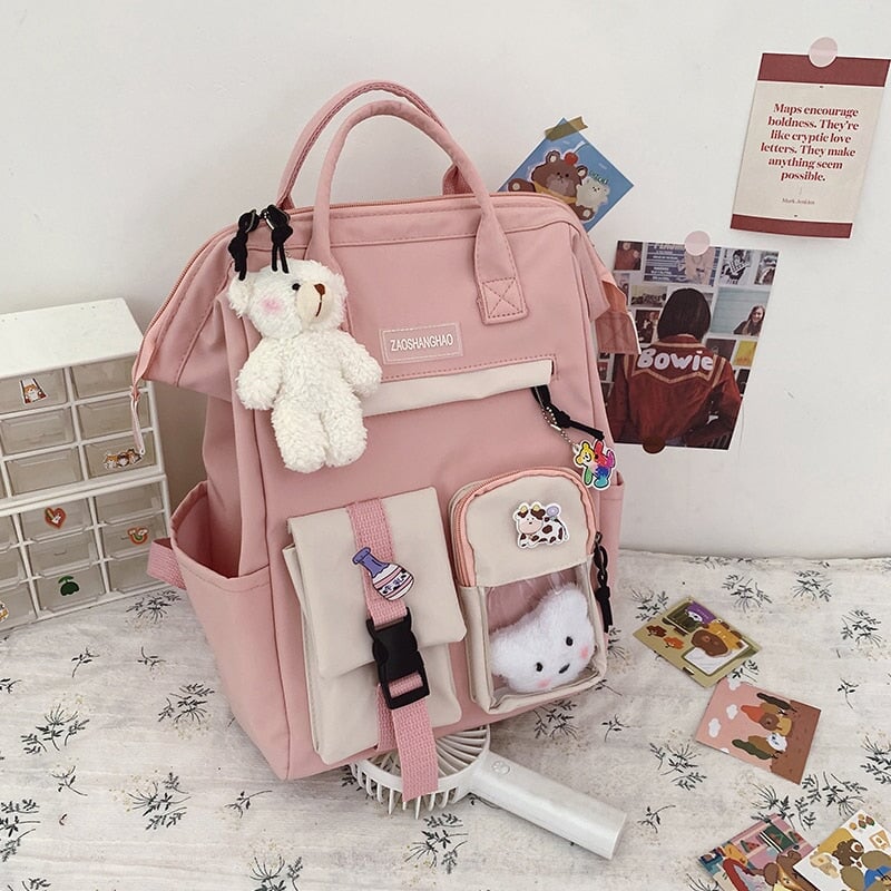 Large Pastel Waterproof Backpack Handbag - Kawaiies - Adorable - Cute - Plushies - Plush - Kawaii