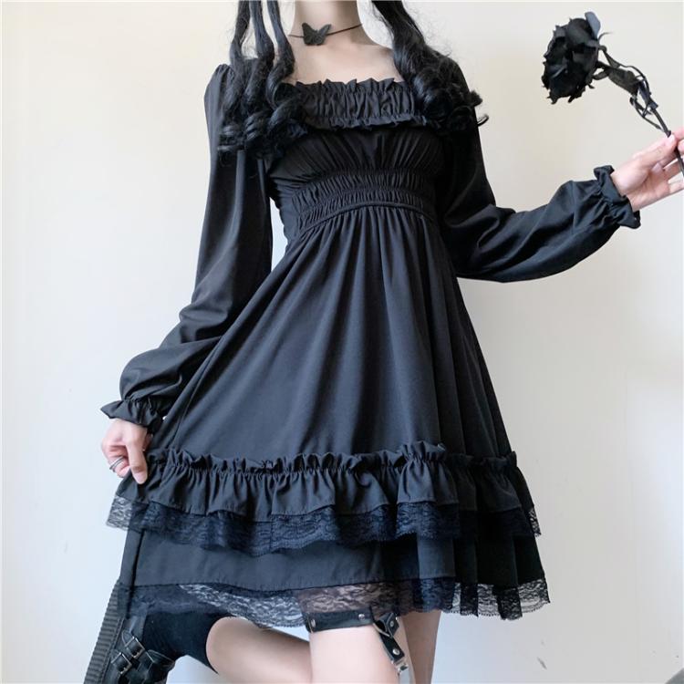 Lolita Black Mini High Waist Gothic Women's Dress - Kawaiies - Adorable - Cute - Plushies - Plush - Kawaii