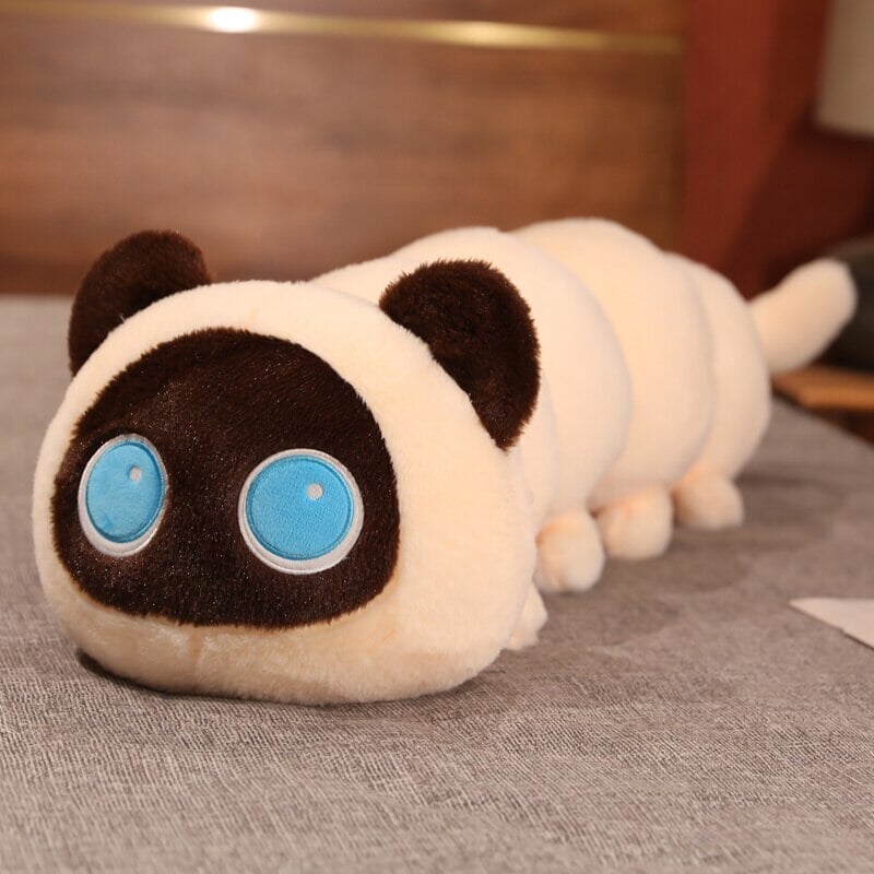 kawaiies-softtoys-plushies-kawaii-plush-. Long Fluffy Cat-erpillar Plushies Soft toy 50cm Light Yellow 