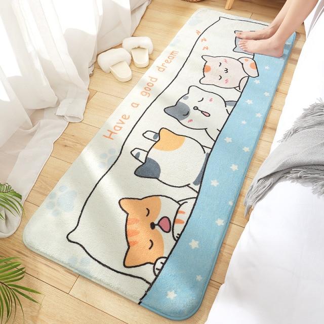 Long Fluffy Kawaii Kitty Cat Bedroom Rugs - Kawaiies - Adorable - Cute - Plushies - Plush - Kawaii