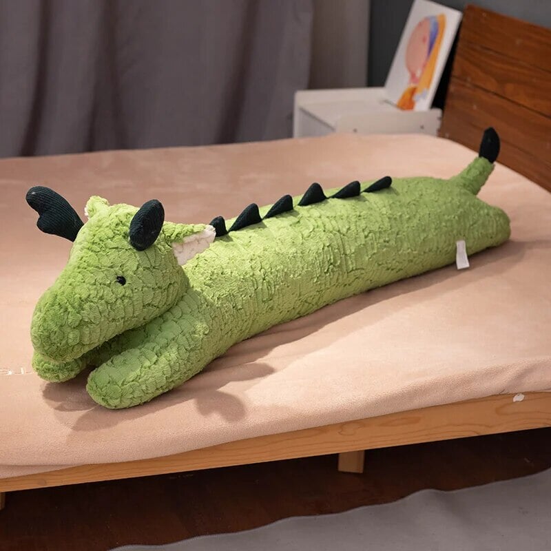 kawaiies-softtoys-plushies-kawaii-plush-Long Snuggly Green White Dragon Plushies Soft toy Green 35in / 90cm 