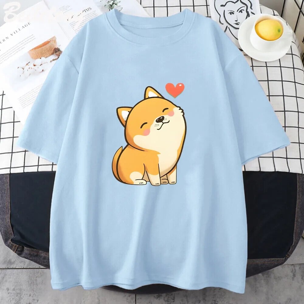 kawaiies-softtoys-plushies-kawaii-plush-Love Shiba Inu Unisex Tee Apparel Sky Blue XS 