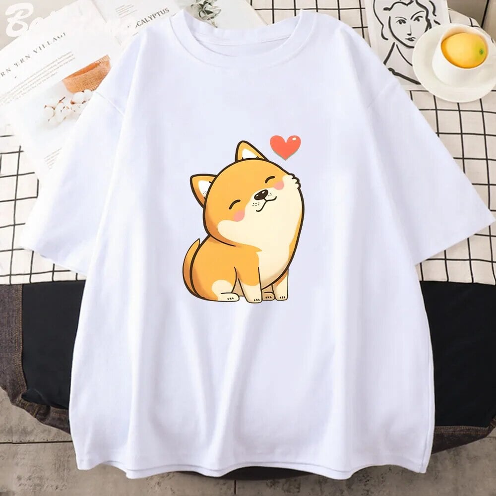 kawaiies-softtoys-plushies-kawaii-plush-Love Shiba Inu Unisex Tee Apparel White XS 