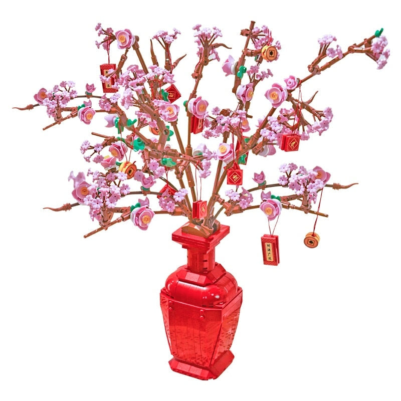 Lucky Peach Blossom Vase Micro Building Blocks - Kawaiies - Adorable - Cute - Plushies - Plush - Kawaii