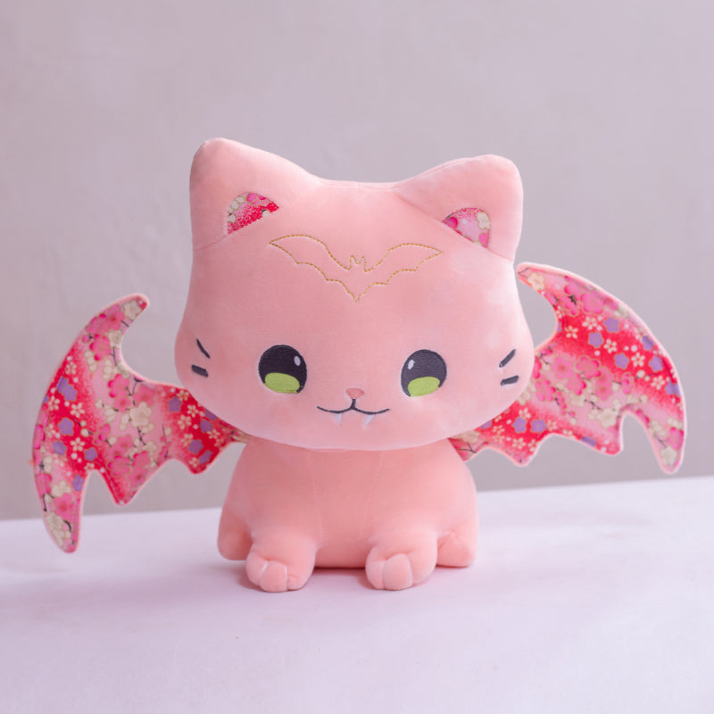 Luna & Solis the Kawaii Sakura Cats with Wings Plushies - Kawaiies - Adorable - Cute - Plushies - Plush - Kawaii