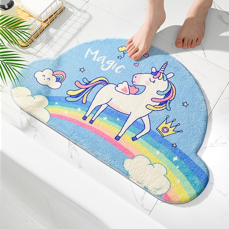 kawaiies-softtoys-plushies-kawaii-plush-Magical Unicorn Soft Bathroom Mat Collection Home Decor Light Blue 40 x 60cm 