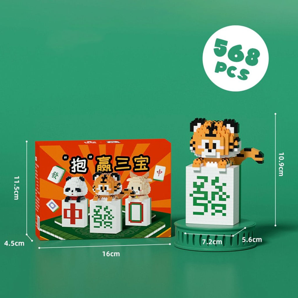 Mahjong Tiger Panda Ox Nano Building Blocks - Kawaiies - Adorable - Cute - Plushies - Plush - Kawaii