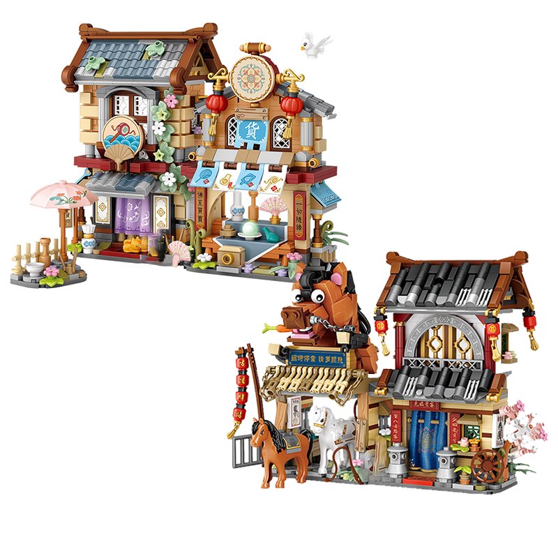 Merchant Store & Horse Stable Micro Building Sets Collection - Kawaiies - Adorable - Cute - Plushies - Plush - Kawaii