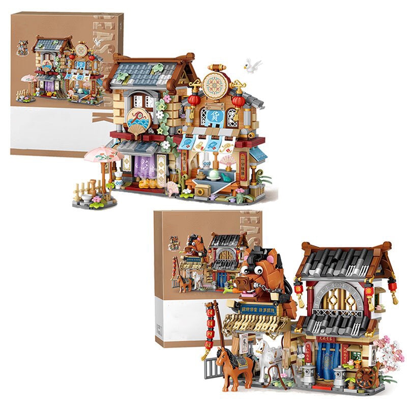 Merchant Store & Horse Stable Micro Building Sets Collection - Kawaiies - Adorable - Cute - Plushies - Plush - Kawaii