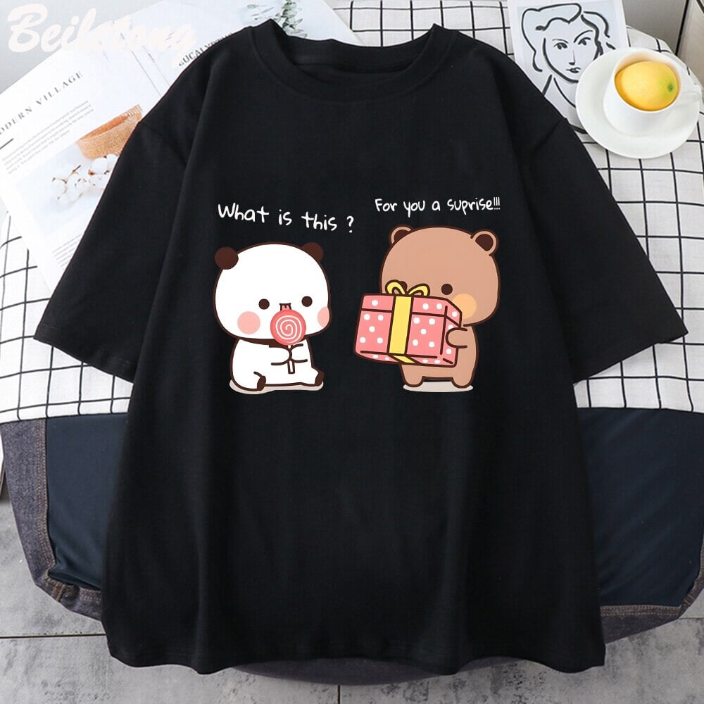 kawaiies-softtoys-plushies-kawaii-plush-Mocha and Tofu Panda Bear Surprise Tee Apparel Black XS 