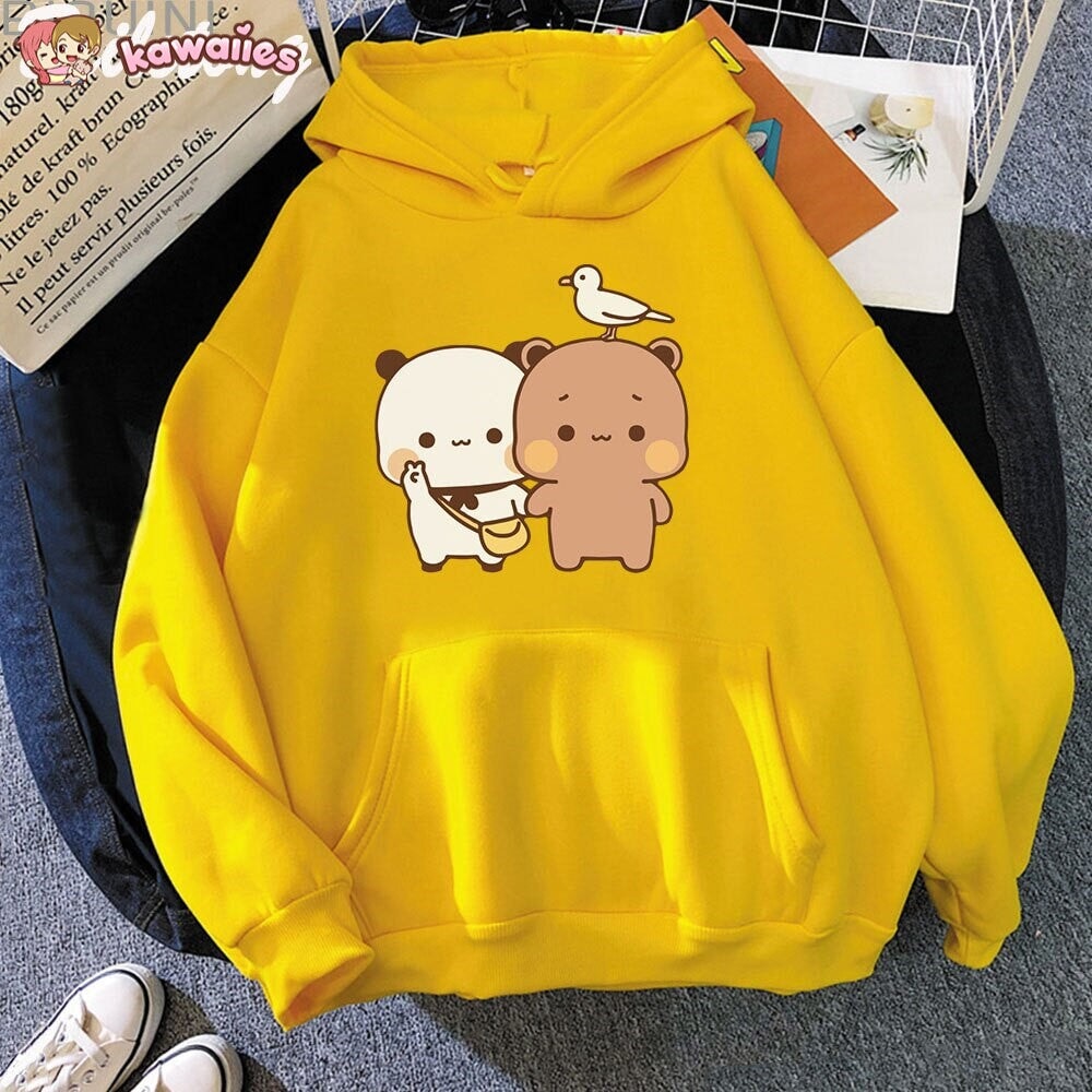 kawaiies-softtoys-plushies-kawaii-plush-Mocha & Tofu Bears Seagull Friend Unisex Hoodie Hoodies Yellow XS 