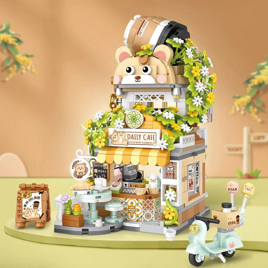 kawaiies-softtoys-plushies-kawaii-plush-Panda and Brown Bear Tea Cafes Micro Building Set Collection Build it Brown Bear (No Box) 