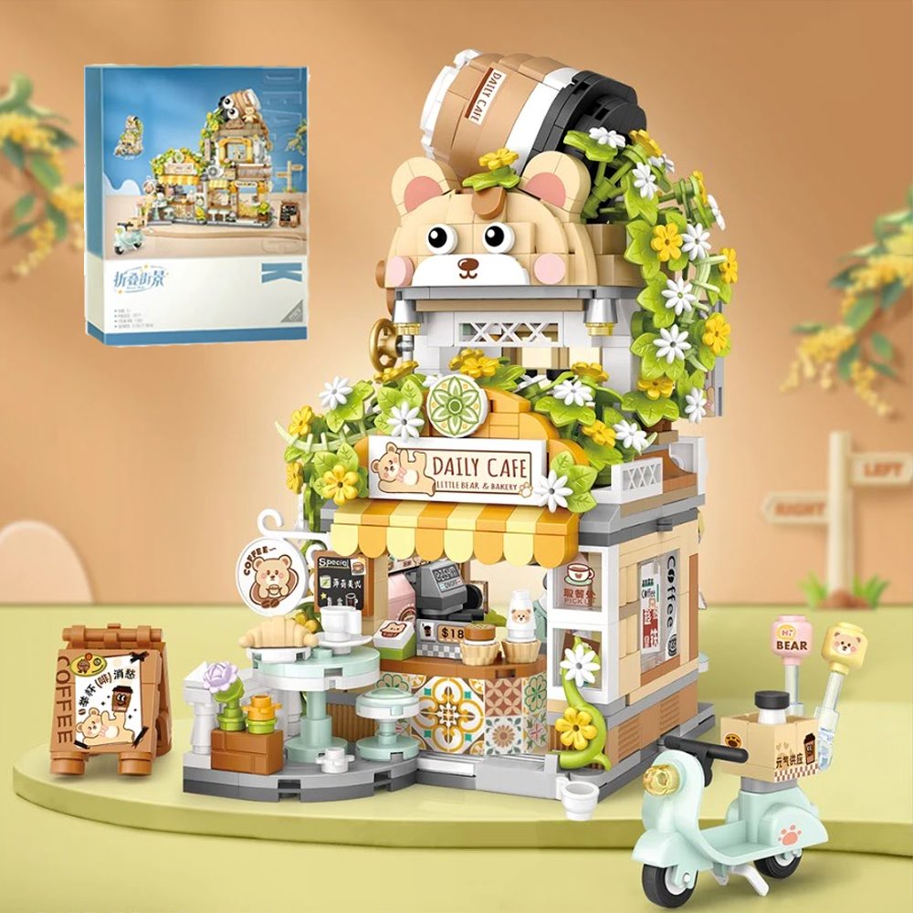 kawaiies-softtoys-plushies-kawaii-plush-Panda and Brown Bear Tea Cafes Micro Building Set Collection Build it Brown Bear (With Box) 