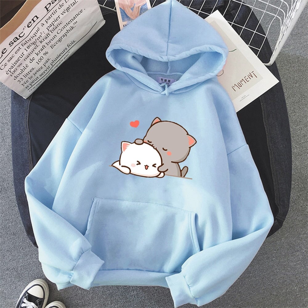 Pepper and Salt Cat Sharing Love Hoodie - Kawaiies - Adorable - Cute - Plushies - Plush - Kawaii